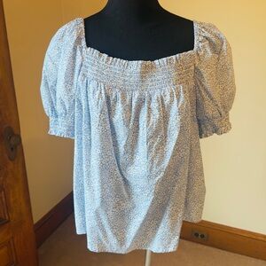 J. Crew /Liberty London- Light Blue Floral Blouse 2X